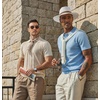 image:imageCOOFANDY Mens Polo Shirts Textured Knit Short Sleeve Stretch Casual Shirts  IceCool Fabric Comfortable and Breathable Three Button placket unique knit TextureLight Blue