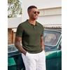 image:imageCOOFANDY Mens Polo Shirts Textured Knit Short Sleeve Stretch Casual Shirts  IceCool Fabric Comfortable and Breathable Three Button placket unique knit TextureArmy Green