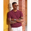 image:imageCOOFANDY Mens Polo Shirts Textured Knit Short Sleeve Stretch Casual Shirts  IceCool Fabric Comfortable and Breathable Three Button placket unique knit TextureWine Red