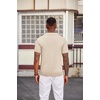 image:imageCOOFANDY Mens Polo Shirts Textured Knit Short Sleeve Stretch Casual Shirts  IceCool Fabric Comfortable and Breathable Three Button placket unique knit TextureLight Khaki