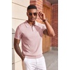 image:imageCOOFANDY Mens Polo Shirts Textured Knit Short Sleeve Stretch Casual Shirts  IceCool Fabric Comfortable and Breathable Three Button placket unique knit TexturePink