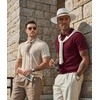 image:imageCOOFANDY Mens Polo Shirts Textured Knit Short Sleeve Stretch Casual Shirts  IceCool Fabric Comfortable and Breathable Three Button placket unique knit TextureWine Red