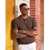 image:imageCOOFANDY Mens Polo Shirts Textured Knit Short Sleeve Stretch Casual Shirts  IceCool Fabric Comfortable and Breathable Three Button placket unique knit TextureBrown
