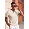 image:imageCOOFANDY Mens Polo Shirts Textured Knit Short Sleeve Stretch Casual Shirts  IceCool Fabric Comfortable and Breathable Three Button placket unique knit TextureLight Khaki
