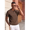 image:imageCOOFANDY Mens Polo Shirts Textured Knit Short Sleeve Stretch Casual Shirts  IceCool Fabric Comfortable and Breathable Three Button placket unique knit TextureBrown