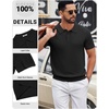 image:imageCOOFANDY Mens Polo Shirts Textured Knit Short Sleeve Stretch Casual Shirts  IceCool Fabric Comfortable and Breathable Three Button placket unique knit TextureAll Black