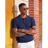 image:imageCOOFANDY Mens Polo Shirts Textured Knit Short Sleeve Stretch Casual Shirts  IceCool Fabric Comfortable and Breathable Three Button placket unique knit TextureNavy Blue