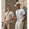image:imageCOOFANDY Mens Polo Shirts Textured Knit Short Sleeve Stretch Casual Shirts  IceCool Fabric Comfortable and Breathable Three Button placket unique knit TextureWhite