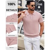 image:imageCOOFANDY Mens Polo Shirts Textured Knit Short Sleeve Stretch Casual Shirts  IceCool Fabric Comfortable and Breathable Three Button placket unique knit TexturePink