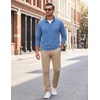 image:imageCOOFANDY Mens Quarter Zip Pullover Fleece Lightweight Mock Neck Sweatshirt  Basic 14 Zip Half Zipper Sweater High Neck 34 Zip Up Thermal Turtleneck Classic Long Sleeve Casual Golf Dress WinterLight Blue