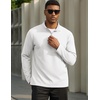 image:imageCOOFANDY Mens Quarter Zip Pullover Golf Shirts Mock Neck Sweatshirt Hiking  14 Zip Long Sleeve Lightweight Moisture Wicking Contrast Striped Collar Sun Protection Running Fishing OutgoingWhite