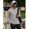 image:imageCOOFANDY Mens Quarter Zip Pullover Golf Shirts Mock Neck Sweatshirt Hiking  14 Zip Long Sleeve Lightweight Moisture Wicking Contrast Striped Collar Sun Protection Running Fishing OutgoingLight Grey