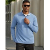 image:imageCOOFANDY Mens Quarter Zip Pullover Golf Shirts Mock Neck Sweatshirt Hiking  14 Zip Long Sleeve Lightweight Moisture Wicking Contrast Striped Collar Sun Protection Running Fishing OutgoingLight Blue