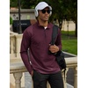 image:imageCOOFANDY Mens Quarter Zip Pullover Golf Shirts Mock Neck Sweatshirt Hiking  14 Zip Long Sleeve Lightweight Moisture Wicking Contrast Striped Collar Sun Protection Running Fishing OutgoingBurgendy