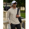 image:imageCOOFANDY Mens Quarter Zip Pullover Golf Shirts Mock Neck Sweatshirt Hiking  14 Zip Long Sleeve Lightweight Moisture Wicking Contrast Striped Collar Sun Protection Running Fishing OutgoingBeige