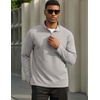 image:imageCOOFANDY Mens Quarter Zip Pullover Golf Shirts Mock Neck Sweatshirt Hiking  14 Zip Long Sleeve Lightweight Moisture Wicking Contrast Striped Collar Sun Protection Running Fishing OutgoingLight Grey