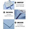 image:imageCOOFANDY Mens Quarter Zip Pullover Golf Shirts Mock Neck Sweatshirt Hiking  14 Zip Long Sleeve Lightweight Moisture Wicking Contrast Striped Collar Sun Protection Running Fishing OutgoingLight Blue