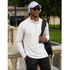 image:imageCOOFANDY Mens Quarter Zip Pullover Golf Shirts Mock Neck Sweatshirt Hiking  14 Zip Long Sleeve Lightweight Moisture Wicking Contrast Striped Collar Sun Protection Running Fishing OutgoingWhite
