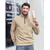 image:imageCOOFANDY Mens Quarter Zip Pullover Sweatshirt Casual Mock Neck Sweater 2026  Lightweight Long Sleeve Fashion Clothes Soft Quilted Fabric Warm Without Bulk Regular Fit Fall Winter Smooth ZipperKhaki