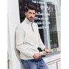 image:imageCOOFANDY Mens Quarter Zip Pullover Sweatshirt Casual Mock Neck Sweater 2026  Lightweight Long Sleeve Fashion Clothes Soft Quilted Fabric Warm Without Bulk Regular Fit Fall Winter Smooth ZipperWhite