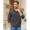 image:imageCOOFANDY Mens Quarter Zip Pullover Sweatshirt Casual Mock Neck Sweater 2026  Lightweight Long Sleeve Fashion Clothes Soft Quilted Fabric Warm Without Bulk Regular Fit Fall Winter Smooth ZipperDark Gray