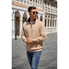image:imageCOOFANDY Mens Quarter Zip Pullover Sweatshirt Casual Mock Neck Sweater 2026  Long Sleeve 14 Zip Quilted Pullover Regular Fit Warm Without Bulk Fall Winter Ideal For Golf Daily WearZcontrast KhakiBlack