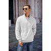 image:imageCOOFANDY Mens Quarter Zip Pullover Sweatshirt Casual Mock Neck Sweater 2026  Long Sleeve 14 Zip Quilted Pullover Regular Fit Warm Without Bulk Fall Winter Ideal For Golf Daily WearAsolid White