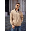 image:imageCOOFANDY Mens Quarter Zip Pullover Sweatshirt Casual Mock Neck Sweater 2026  Long Sleeve 14 Zip Quilted Pullover Regular Fit Warm Without Bulk Fall Winter Ideal For Golf Daily WearZcontrast KhakiBlack