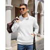 image:imageCOOFANDY Mens Quarter Zip Pullover Sweatshirt Casual Mock Neck Sweater 2026  Long Sleeve 14 Zip Quilted Pullover Regular Fit Warm Without Bulk Fall Winter Ideal For Golf Daily WearAsolid White