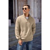 image:imageCOOFANDY Mens Quarter Zip Pullover Sweatshirt Casual Mock Neck Sweater 2026  Long Sleeve 14 Zip Quilted Pullover Regular Fit Warm Without Bulk Fall Winter Ideal For Golf Daily WearKhaki