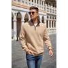 image:imageCOOFANDY Mens Quarter Zip Pullover Sweatshirt Casual Mock Neck Sweater 2026  Long Sleeve 14 Zip Quilted Pullover Regular Fit Warm Without Bulk Fall Winter Ideal For Golf Daily WearZcontrast KhakiBlack