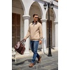 image:imageCOOFANDY Mens Quarter Zip Pullover Sweatshirt Casual Mock Neck Sweater 2026  Long Sleeve 14 Zip Quilted Pullover Regular Fit Warm Without Bulk Fall Winter Ideal For Golf Daily WearZcontrast KhakiBlack