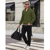 image:imageCOOFANDY Mens Quarter Zip Pullover Sweatshirt Mock Neck Fleece Long Sleeve Thermal Casual Polo ShirtArmy Green