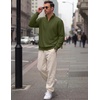 image:imageCOOFANDY Mens Quarter Zip Pullover Sweatshirt Mock Neck Fleece Long Sleeve Thermal Casual Polo ShirtArmy Green