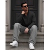 image:imageCOOFANDY Mens Quarter Zip Pullover Sweatshirt Mock Neck Fleece Long Sleeve Thermal Casual Polo ShirtBlack