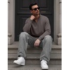 image:imageCOOFANDY Mens Quarter Zip Pullover Sweatshirt Mock Neck Fleece Long Sleeve Thermal Casual Polo ShirtDark Grey