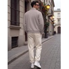 image:imageCOOFANDY Mens Quarter Zip Pullover Sweatshirt Mock Neck Fleece Long Sleeve Thermal Casual Polo ShirtLight Grey