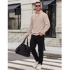 image:imageCOOFANDY Mens Quarter Zip Pullover Sweatshirt Mock Neck Fleece Long Sleeve Thermal Casual Polo ShirtLight Khaki