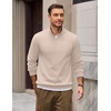 image:imageCOOFANDY Mens Quarter Zip Pullover Sweatshirt Mock Neck Fleece Long Sleeve Thermal Casual Polo ShirtLight Khaki