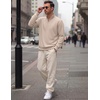 image:imageCOOFANDY Mens Quarter Zip Pullover Sweatshirt Mock Neck Fleece Long Sleeve Thermal Casual Polo ShirtLight Khaki