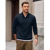 image:imageCOOFANDY Mens Quarter Zip Pullover Sweatshirt Mock Neck Fleece Long Sleeve Thermal Casual Polo ShirtNavy Blue
