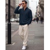 image:imageCOOFANDY Mens Quarter Zip Pullover Sweatshirt Mock Neck Fleece Long Sleeve Thermal Casual Polo ShirtNavy Blue