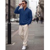 image:imageCOOFANDY Mens Quarter Zip Pullover Sweatshirt Mock Neck Fleece Long Sleeve Thermal Casual Polo ShirtSky Blue