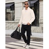 image:imageCOOFANDY Mens Quarter Zip Pullover Sweatshirt Mock Neck Fleece Long Sleeve Thermal Casual Polo ShirtWhite