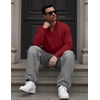 image:imageCOOFANDY Mens Quarter Zip Pullover Sweatshirt Mock Neck Fleece Long Sleeve Thermal Casual Polo ShirtWine Red