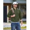 image:imageCOOFANDY Mens Quarter Zip Pullover Wrinkle Free 14 Sweatshirt with Pocket  Quilted Texture 2026 Fall Fashion Long Sleeve Lightweight Collar Golf Pullover and SweaterArmy Green