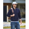 image:imageCOOFANDY Mens Quarter Zip Pullover Wrinkle Free 14 Sweatshirt with Pocket  Quilted Texture 2026 Fall Fashion Long Sleeve Lightweight Collar Golf Pullover and SweaterNavy Blue