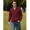 image:imageCOOFANDY Mens Quarter Zip Pullover Wrinkle Free 14 Sweatshirt with Pocket  Quilted Texture 2026 Fall Fashion Long Sleeve Lightweight Collar Golf Pullover and SweaterWine Red
