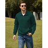 image:imageCOOFANDY Mens Quarter Zip Pullover Wrinkle Free 14 Sweatshirt with Pocket  Quilted Texture 2026 Fall Fashion Long Sleeve Lightweight Collar Golf Pullover and SweaterDeep Green