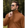 image:imageCOOFANDY Mens Quarter Zip Pullover Wrinkle Free 14 Sweatshirt with Pocket  Quilted Texture 2026 Fall Fashion Long Sleeve Lightweight Collar Golf Pullover and SweaterLight Brown